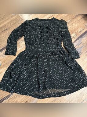 Women’s Black Polka Dot Ruffle Front Dress
